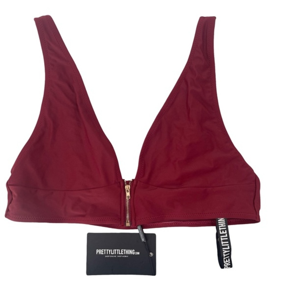 ✨NWT PrettyLittleThing Deep Red Bralette with Zipper size 8